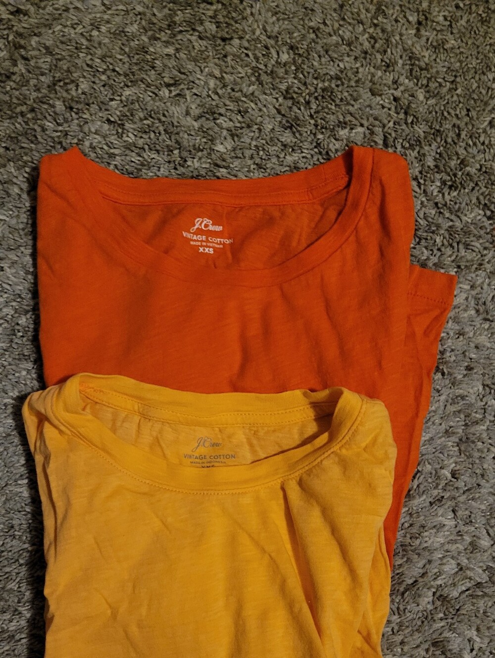 J. Crew Womans Cotton Tees in Orange and Yellow